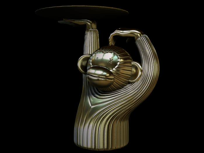 Fat Decor Monkey Holding Tray