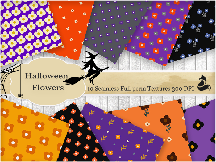 FF Halloween Flowers Seamless Textures