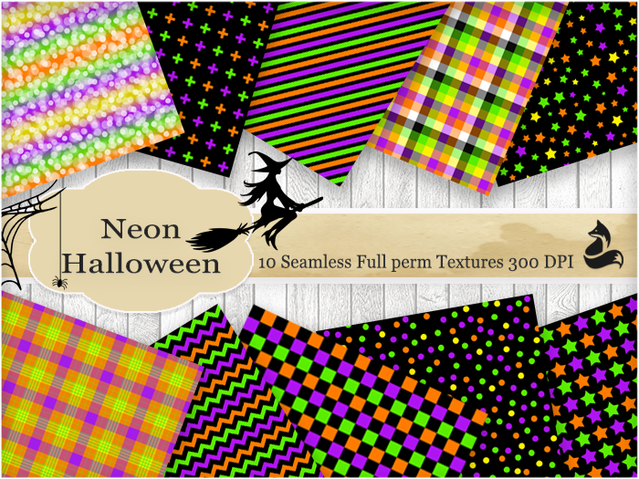 FF Neon Halloween Seamless Textures