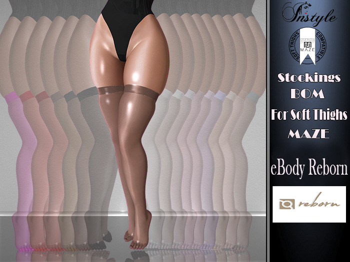 InStyle -Stockings BOM for Soft Thighs MAZE- 40 Den Brown - eBody Reborn