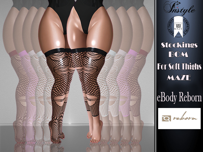PROMO!!!until 30.11 -Stockings BOM for Soft Thighs MAZE-Ripped Black - Body Reborn- Promo up to 0.1 11.