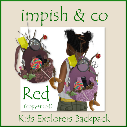 impish & co ~ Kids Explorers Backpack (red) BOX