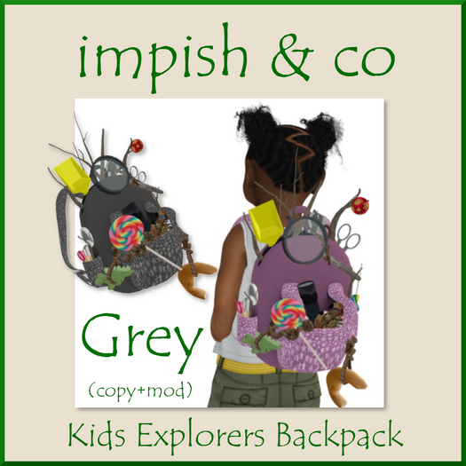 impish & co ~ Kids Explorers Backpack (grey) BOX