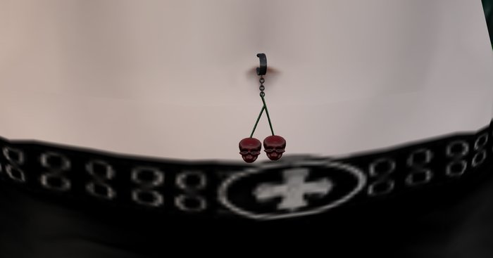 Cherry skull belly ring