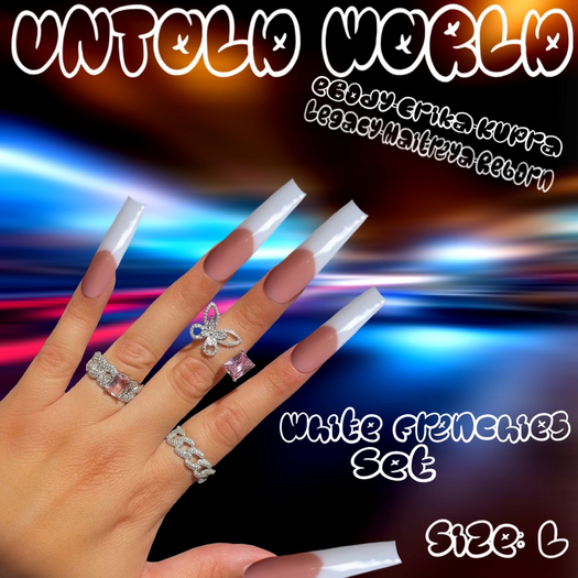 ~UW~ White Frenchie Nail Set 