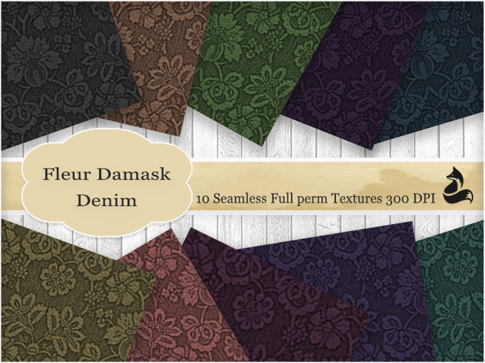 FF Fleur Damask Denim Seamless Textures