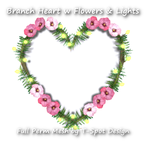 T-Spot Mesh - Branch Heart w/ Flowers and Lights - FP - LI=0.5