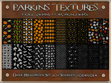 Parkins Textures - Dark Halloween Set - 20x Full Perm Seamless 1024 - Fabric, Cat, Pumpkin, Cobweb, Black, Ghost, Dress