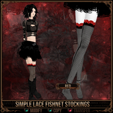 *C:K* Simple Lace Fishnet Stockings - Red