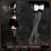*C:K* Simple Lace Fishnet Stockings - Black