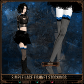 *C:K* Simple Lace Fishnet Stockings - Blue