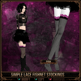 *C:K* Simple Lace Fishnet Stockings - Pink