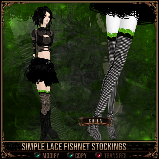 *C:K* Simple Lace Fishnet Stockings - Green