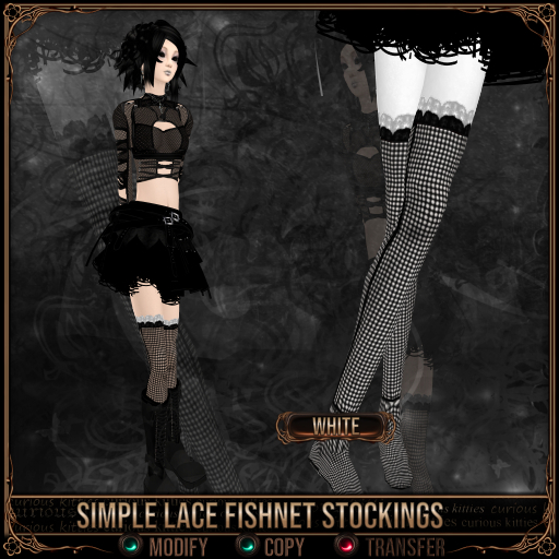 *C:K* Simple Lace Fishnet Stockings - White