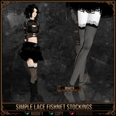 *C:K* Simple Lace Fishnet Stockings - White