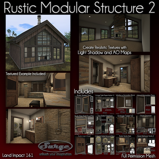 Second Life Marketplace - Rustic Modular Structure 2 - Full Permission ...