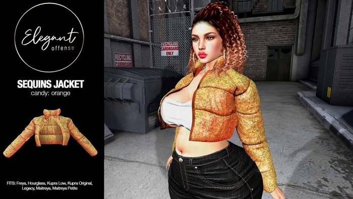 Elegant Offense: Sequins Puffer Jacket Candy Orange {add me}