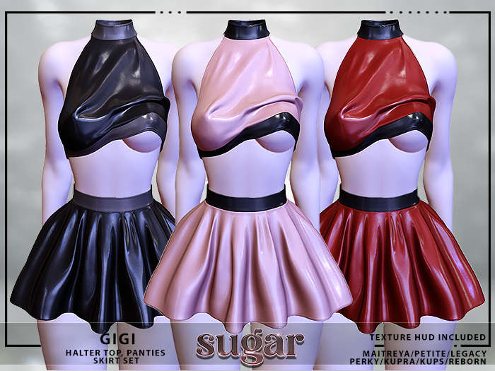 [sugar] GiGi Top Panties & Skirt Set [ESSENTIALS HUD] Unpacker MAITREYA • PETITE • LEGACY • PERKY • KUPRA • KUPS •REBORN