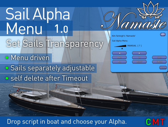 Namaste - Sail Alpha Menu