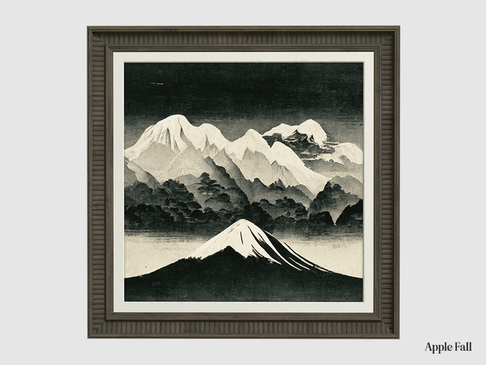 Apple Fall AI Artwork: Dusky Mountains