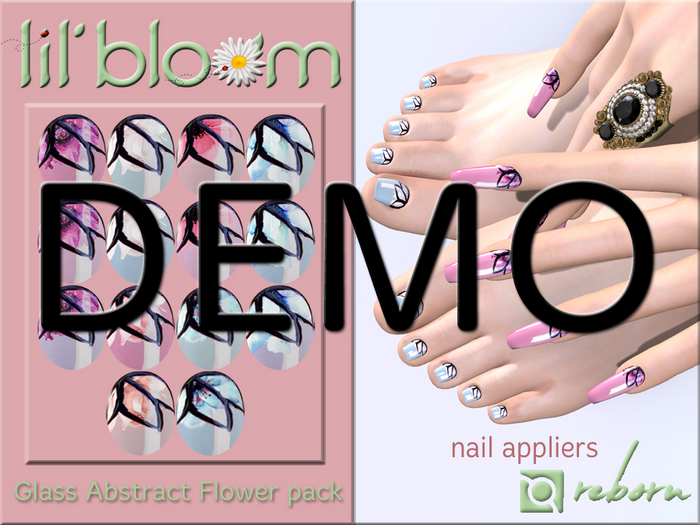 {LB} eBODY - REBORN nail HUD::DEMO Glass Abstract Flower