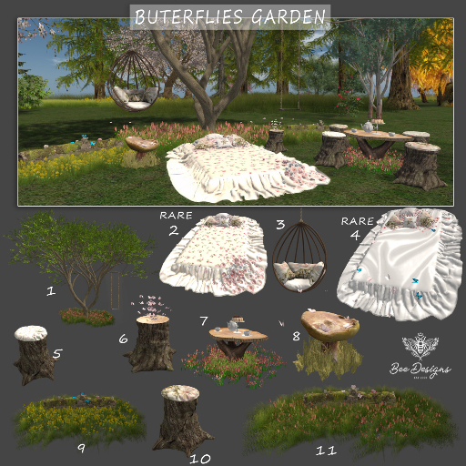 02 Bee Designs Butterflies Garden RARE