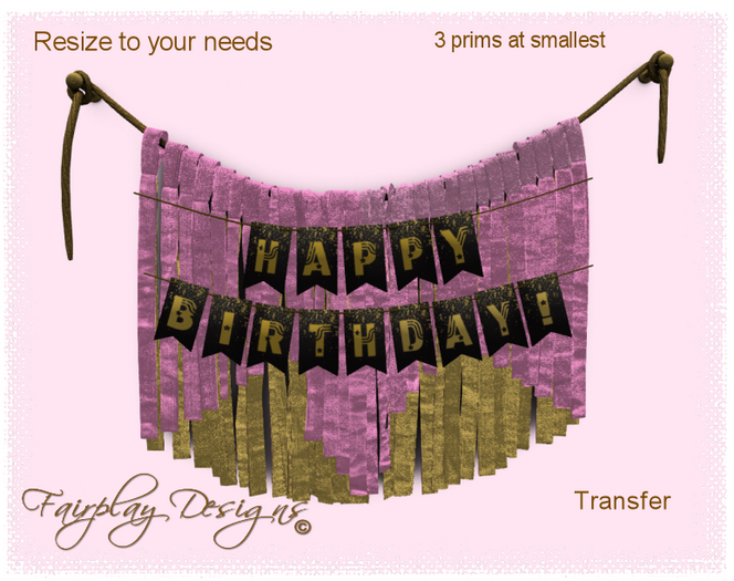 ~R~Happy Birthday Ribbons Party Banner~