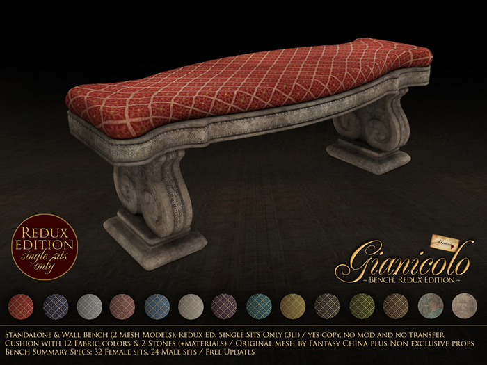 ~Libertine~ Gianicolo bench, Redux Ed.