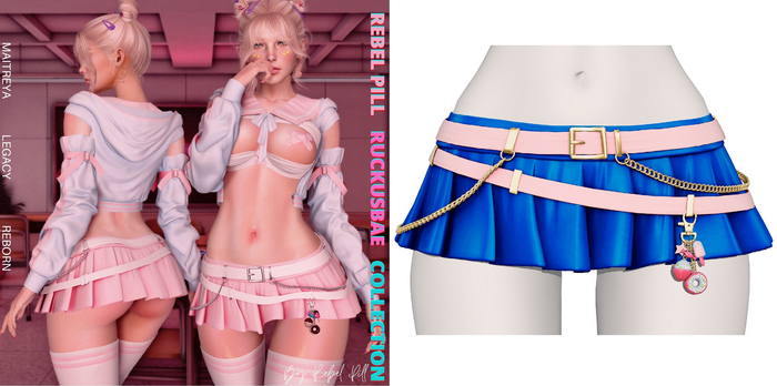 Rebelpill - RuckusBae Collection Skirt Splashy Blue