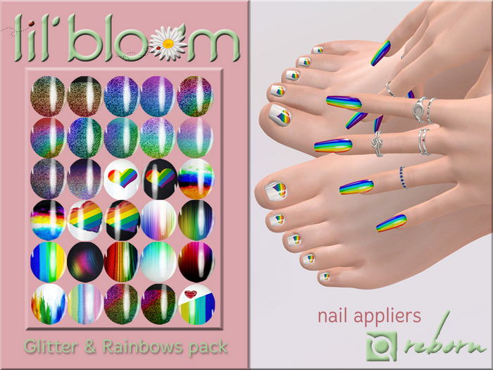 {LB} eBODY - REBORN nail HUD::Glitter & Rainbows