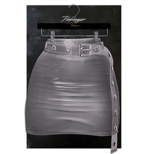 PINKRANGER// Latex Belted Skirt - GREY