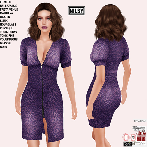ZIPPED DRESS,CL&MESH BODY