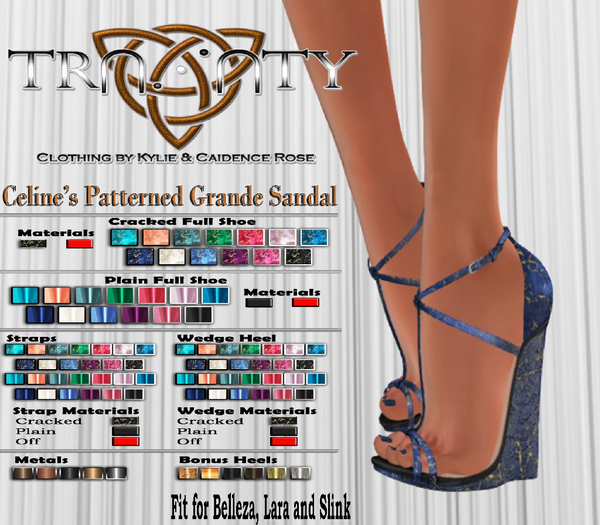 Trinity - Celine's Patterned Sandal (Maitreya/Belleza/Slink)
