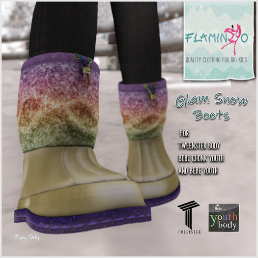 F} Rainbow Glam Snow Boots
