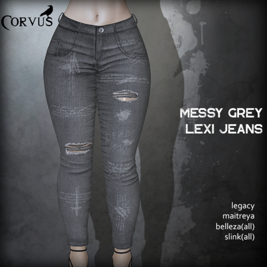 Corvus : Messy Grey Lexi Jeans