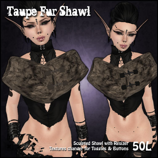 [Sassy Kitty Designs] Taupe Fur Shawl