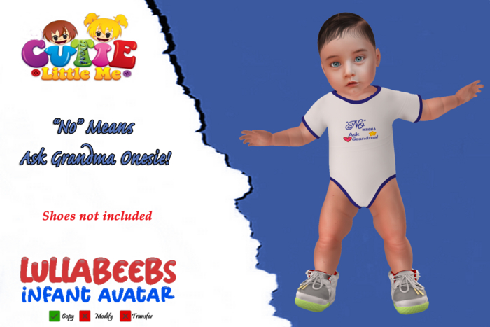 (CLM) ASK GRANDMA ONESIE-BLUE - HUD (LullaBeebs) ADD