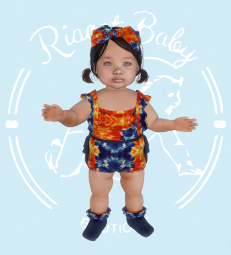 (RBB) Orange Tyd Dye Short Set