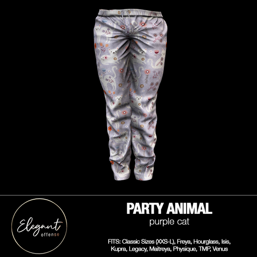 Elegant Offense: Party Animal Pants Purple Cat {add me}
