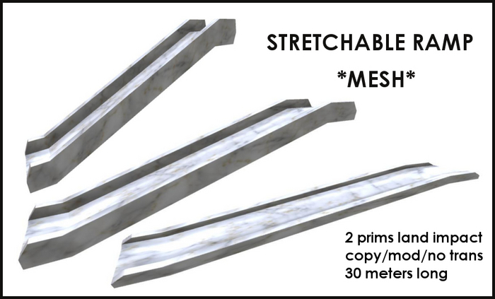 2 Prim Stretchable Ramp by Akira Kinomis - 30 Meter Long MESH Landscape Ramp