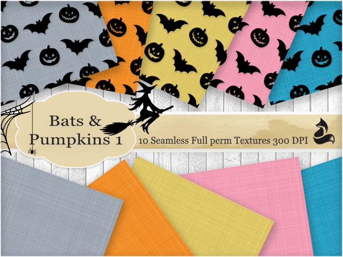 FF Bats & Pumpkins Seamless Textures 1 