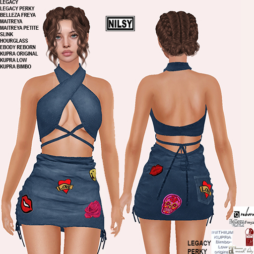 WRAP UP TOP JEAN DRESS,MESH BODY