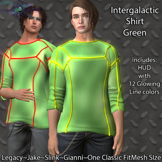 ~*MF*~ Intergalactic Top w/ Neon Lines- Green(Add or Rez)