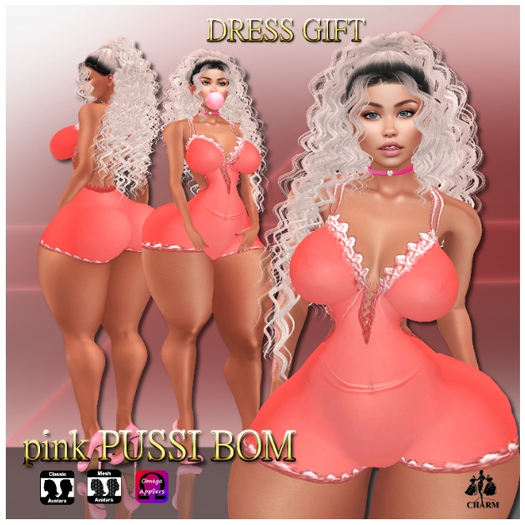 Second Life Marketplace - !!!CHARM!!!Dress Gift pink PUSSI BOM
