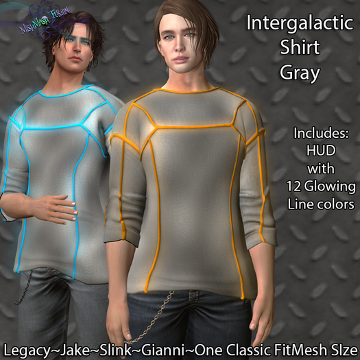 ~*MF*~ Intergalactic Top w/ Neon Lines-Gray(Add or Rez)