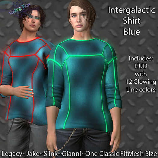~*MF*~ Intergalactic Top with Neon Lines-Blue(Add or Rez)