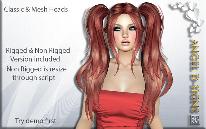 AD Rigged Mesh Hair Marley Red 