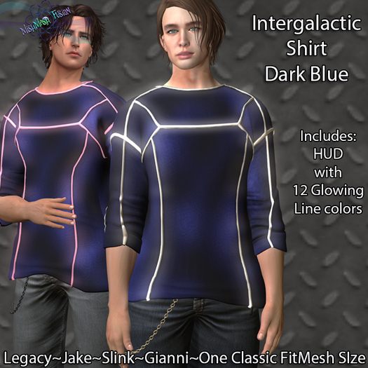 ~*MF*~ Intergalactic Top with Neon Lines-Dark Blue (Add or Rez)