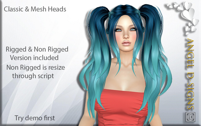 AD Rigged Mesh Hair Marley Ombre Sea