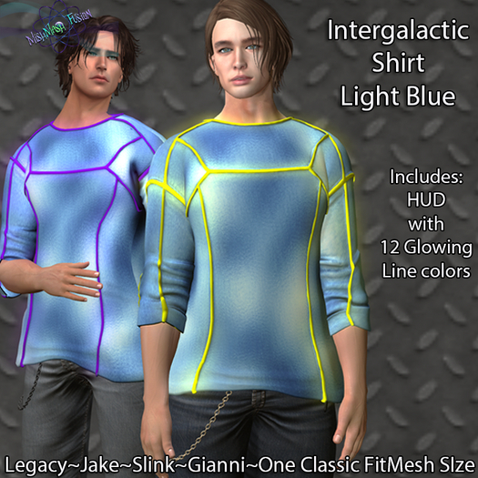 ~*MF*~ Intergalactic Top w/ Neon Lines- Light Blue(Add or Rez)